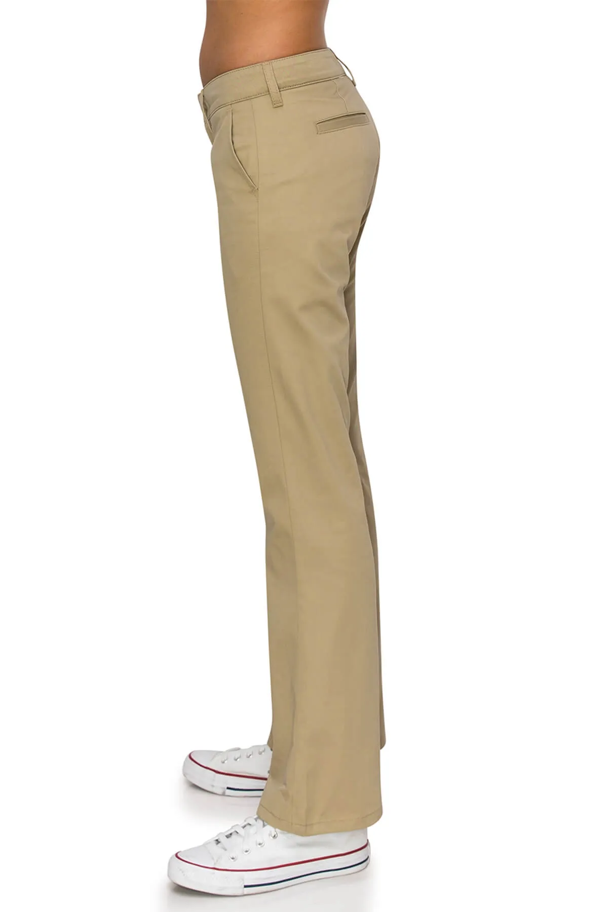 Low Rise Flared Leg Work Pants - Khaki