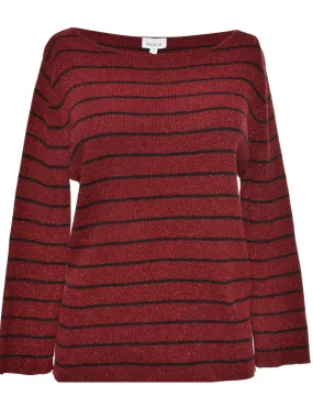 Lurex Thread Pattern Maroon Jumper - L