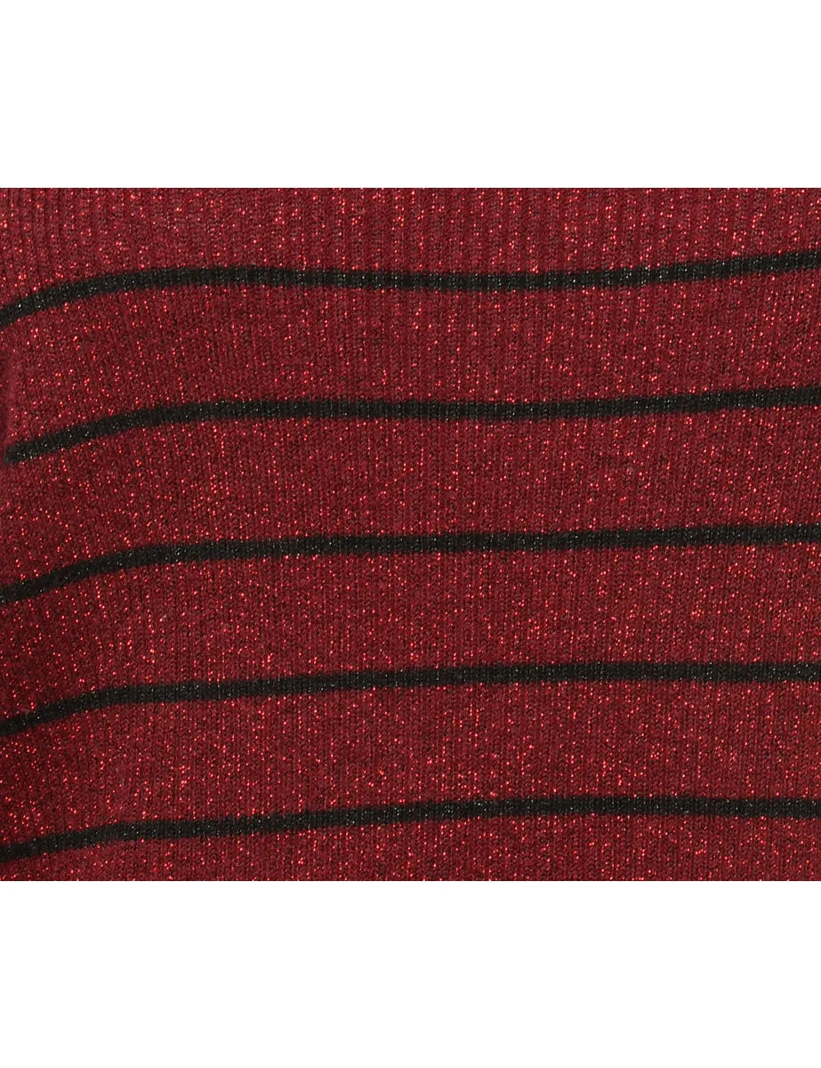 Lurex Thread Pattern Maroon Jumper - L