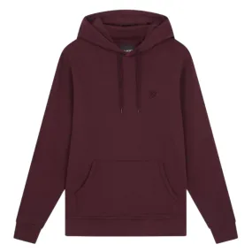 Lyle Scott Tonal Eagle Logo Burgundy Pull Over Hoodie