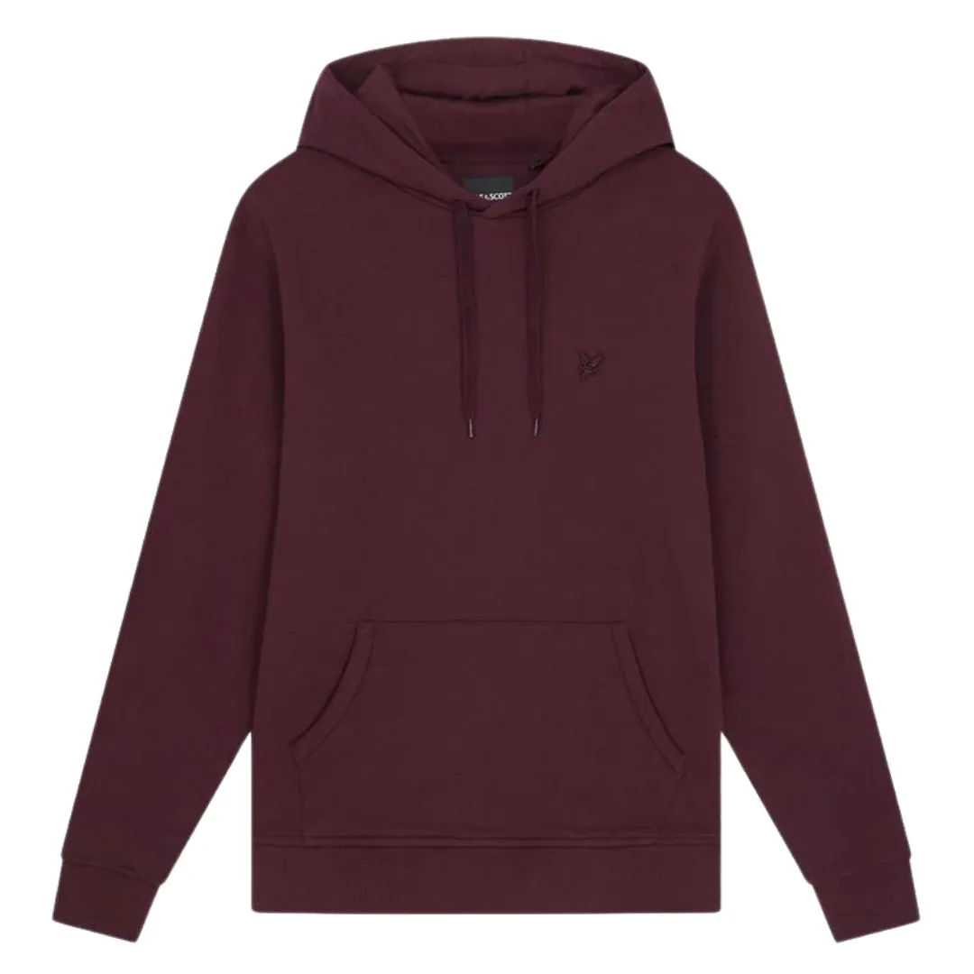 Lyle Scott Tonal Eagle Logo Burgundy Pull Over Hoodie