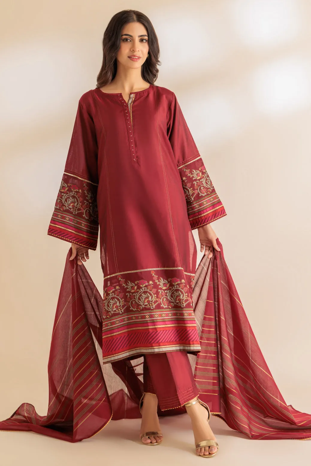 MAROON-JACQUARD-3 PIECE (2S24C3P191)