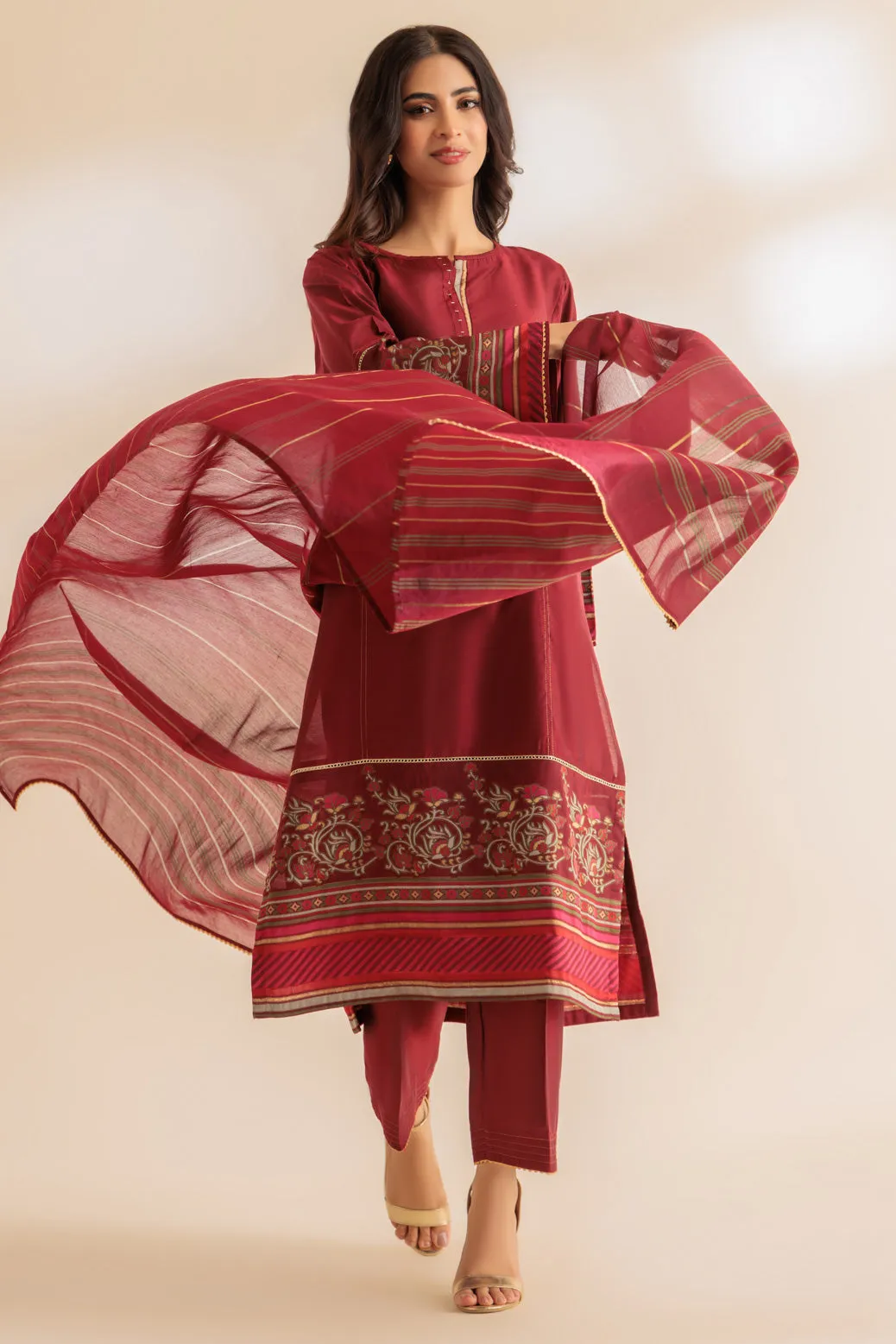 MAROON-JACQUARD-3 PIECE (2S24C3P191)