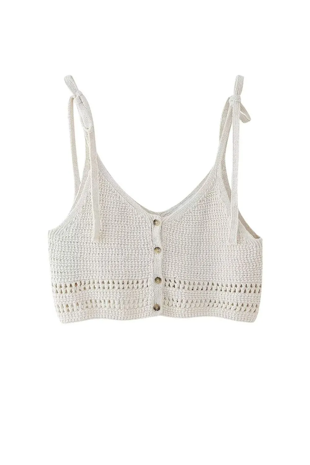 'Martha' Minimalist Tied-Knit Top