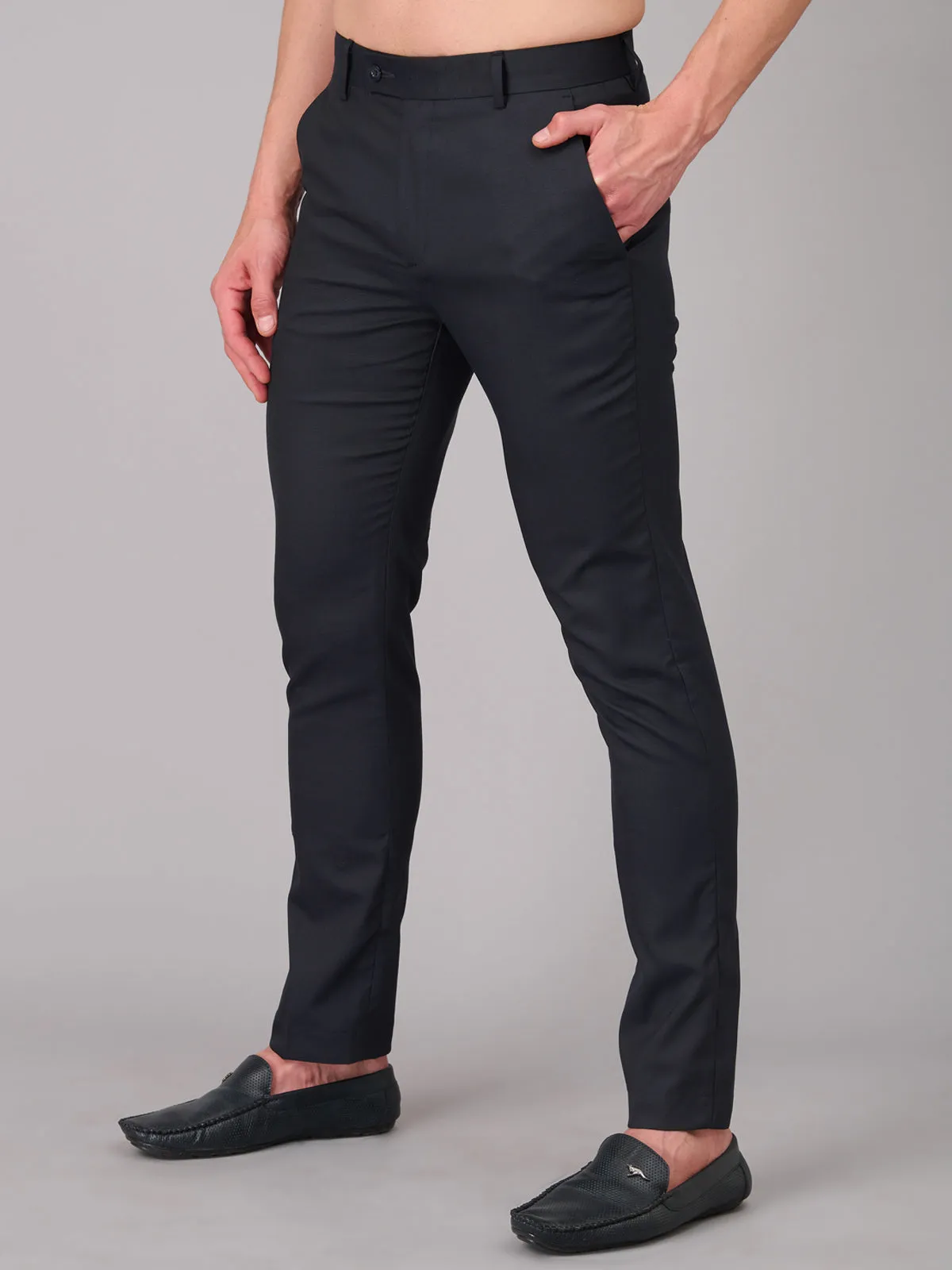 Men Black Comfort Fit Trousers (GBFRMTR1203)