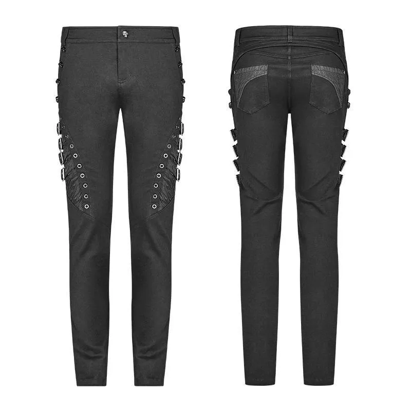 Men's Goth Straight-Leg Pants With Straps