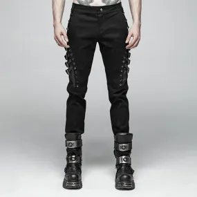 Men's Goth Straight-Leg Pants With Straps