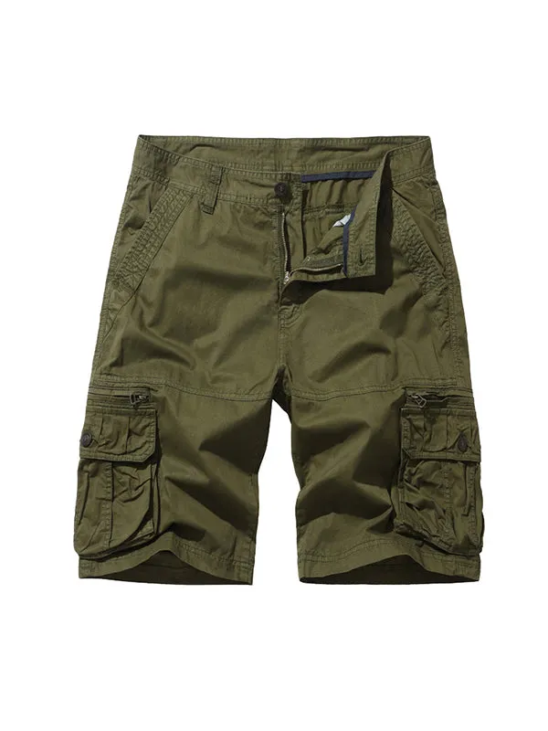 Men's Loose Workwear Multi-Pocket Midi Trousers Cargo Shorts