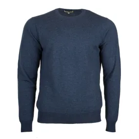 Men's Merino Wool Crew Neck Jumper Denim