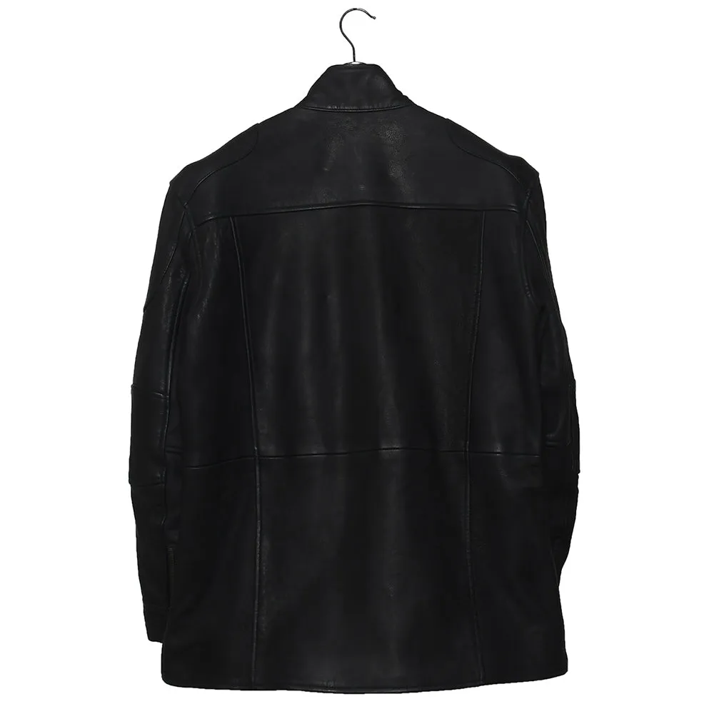 Mens Premium Field Master Leather Black Coat