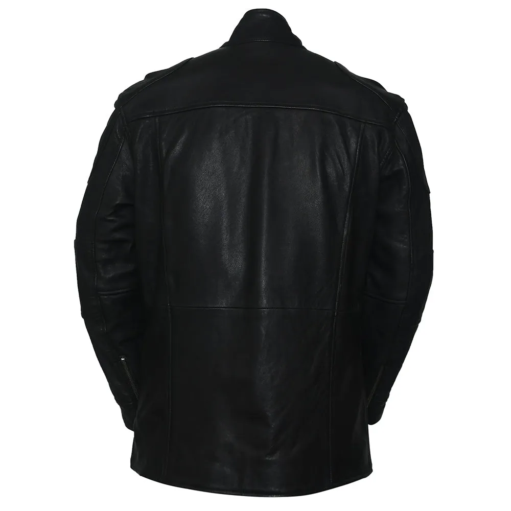 Mens Premium Field Master Leather Black Coat