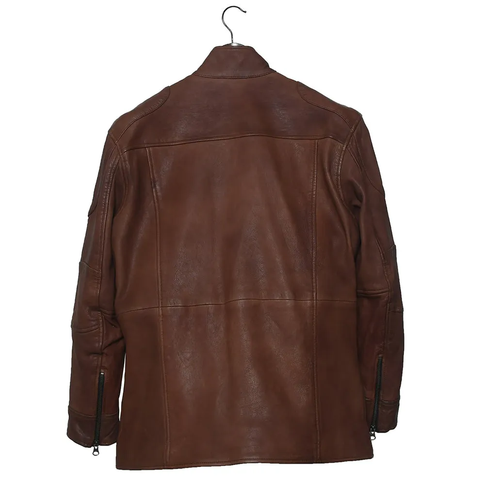 Mens Premium Field Master Leather Brown Coat