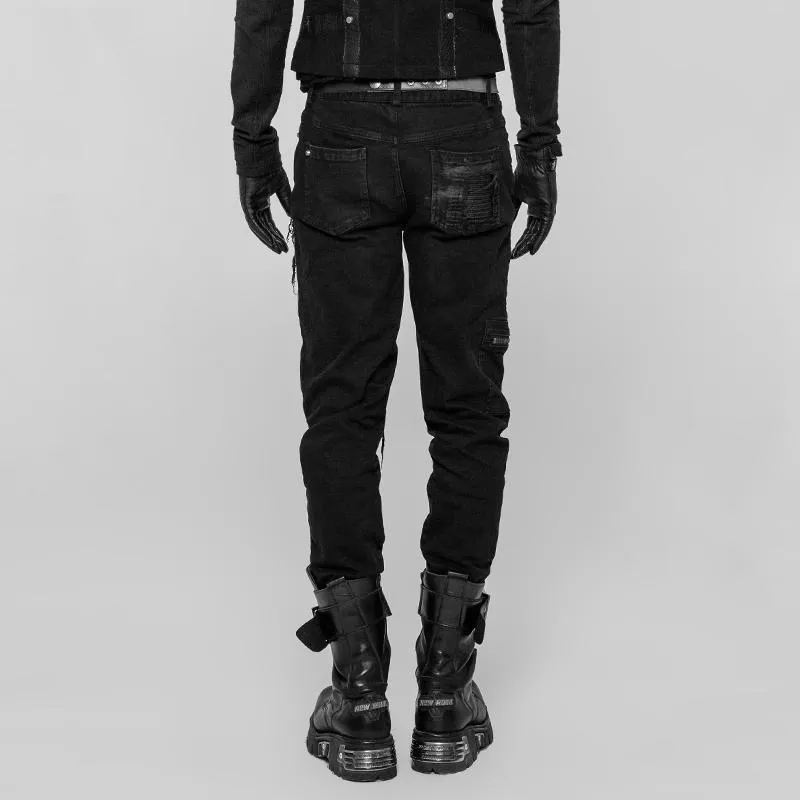 Men's Punk Distressed Jeans