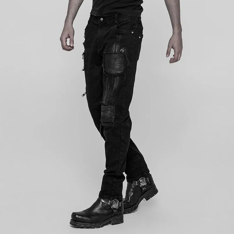 Men's Punk Distressed Jeans