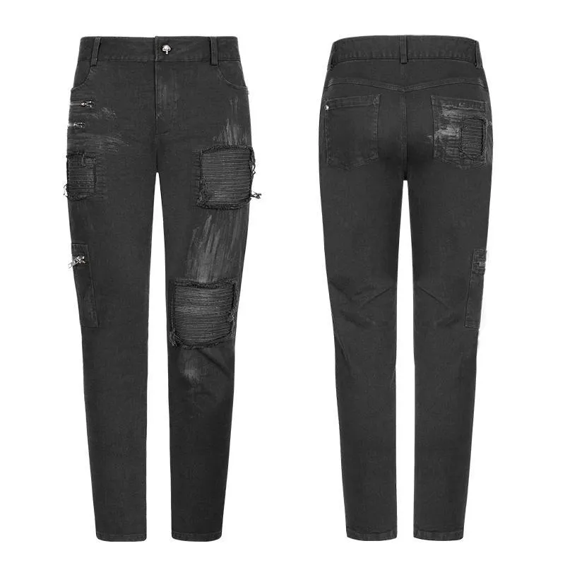 Men's Punk Distressed Jeans