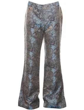 Metallic Paisley Pattern Multi-Colour Y2K Trousers - W30 L33