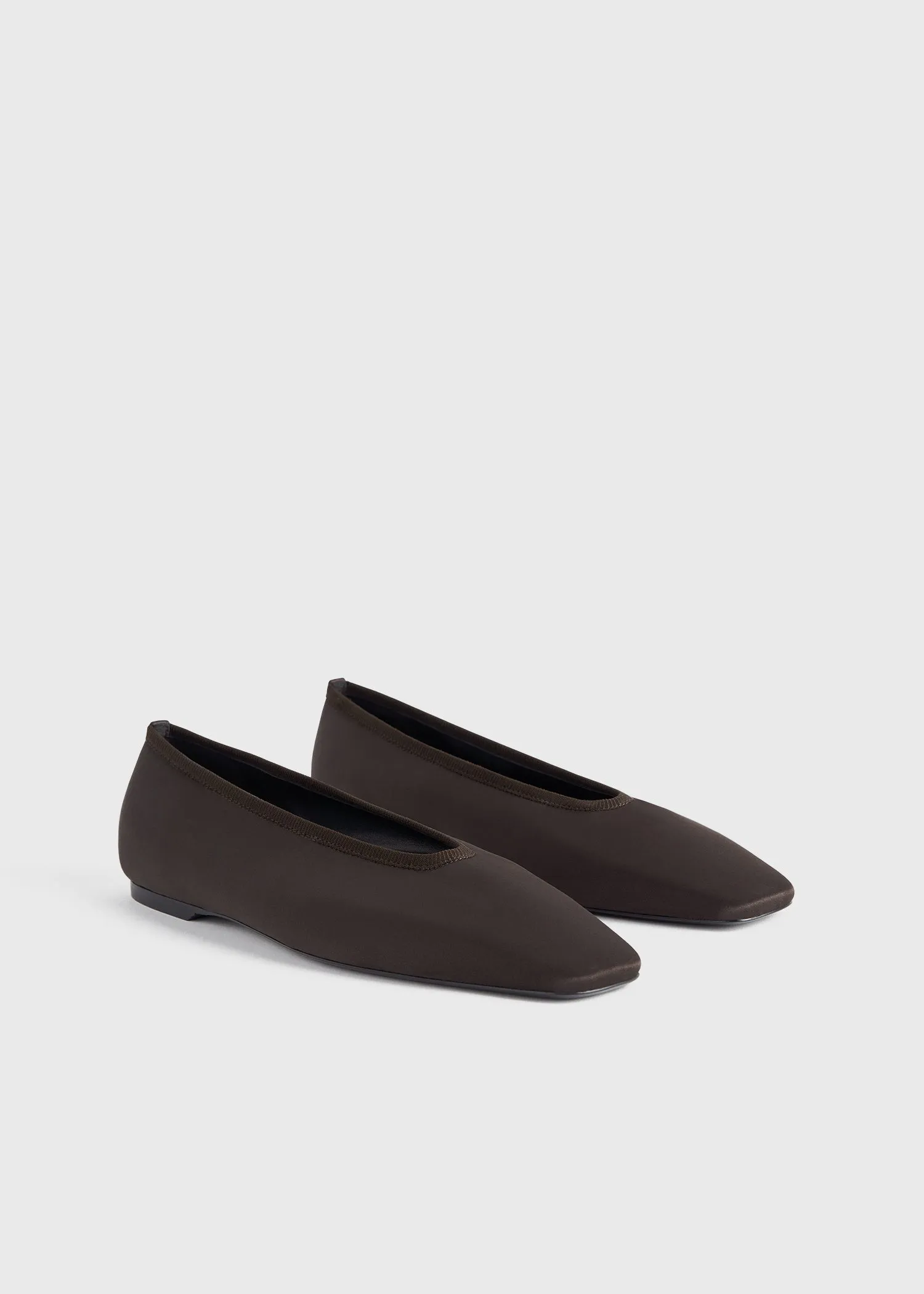 Minimalist satin ballerinas espresso