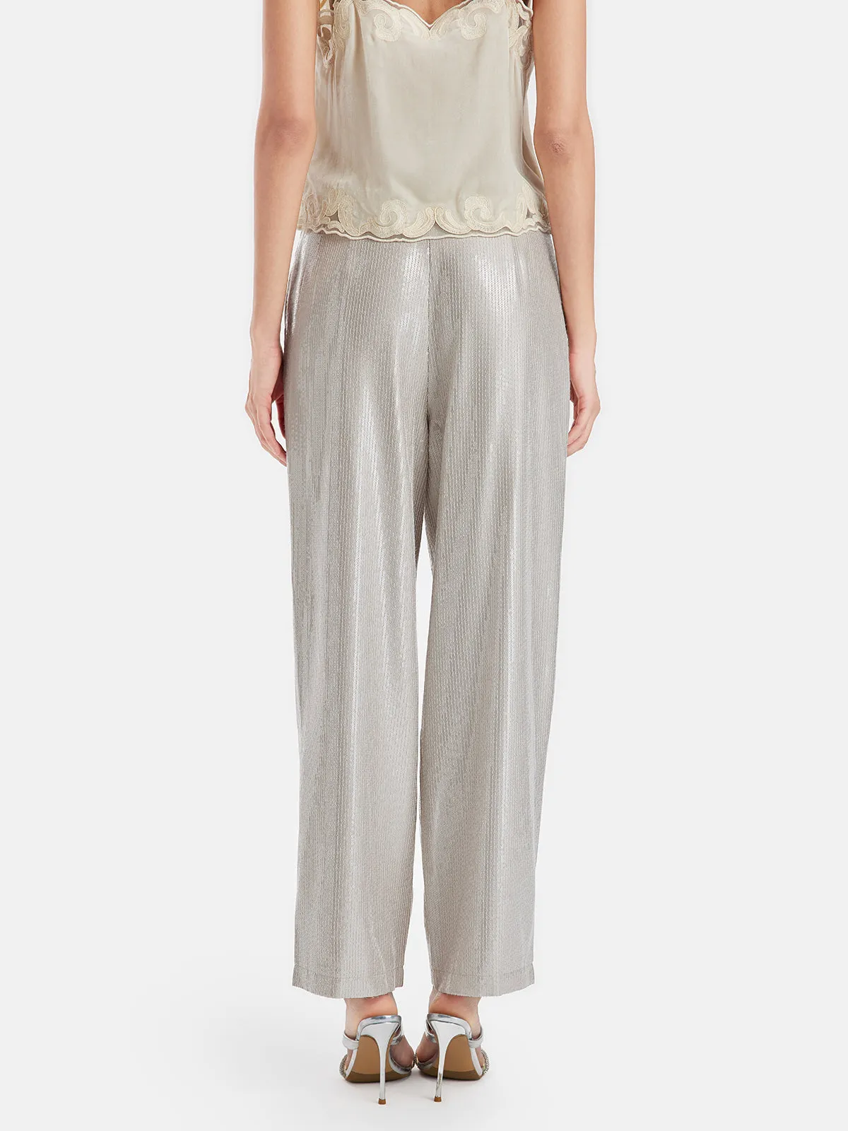 Minimalist Sequin Wide-Leg Trousers