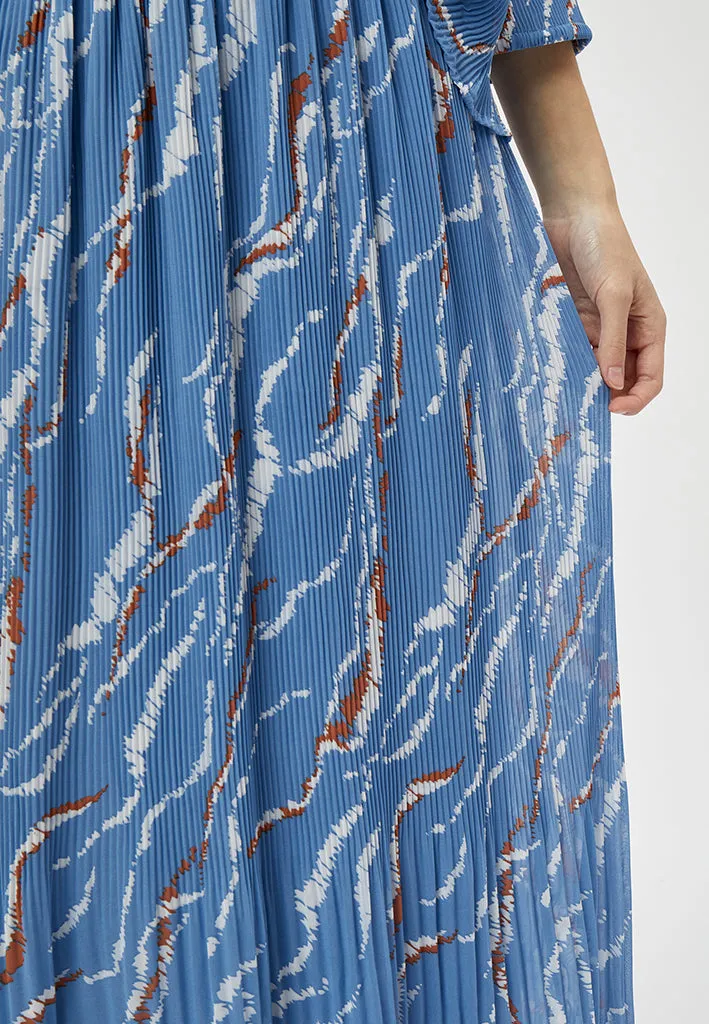 MSRikka Mia Long Skirt - Denim Blue Graphic Print