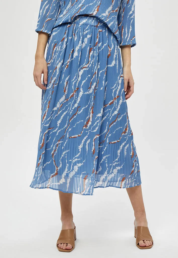 MSRikka Mia Long Skirt - Denim Blue Graphic Print