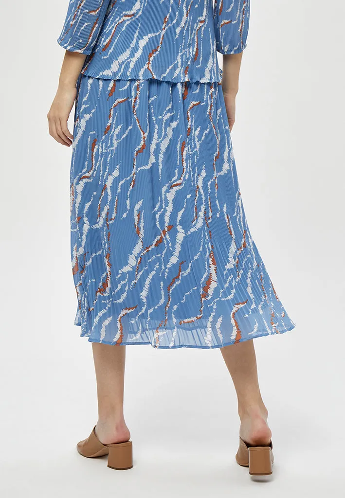 MSRikka Mia Long Skirt - Denim Blue Graphic Print