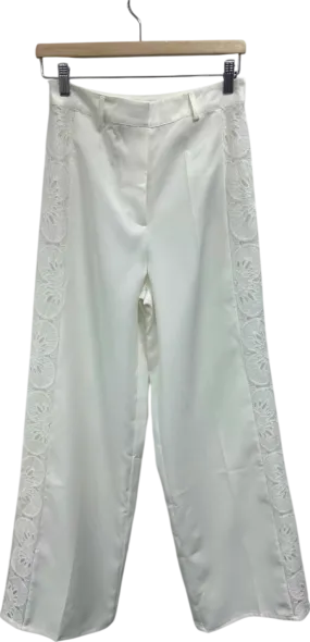 Nasty Gal White Lace Trim Trousers UK 10