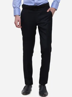 Navy Blue Solid Regular Fit Formal Trouser | JadeBlue