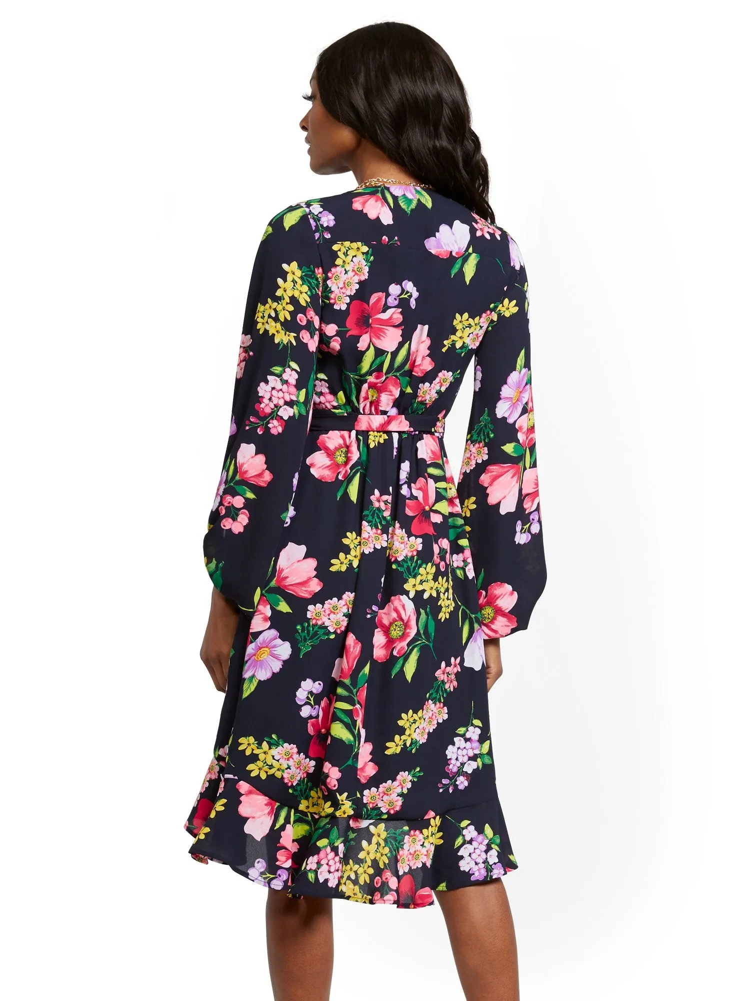 Navy Floral Wrap Dress