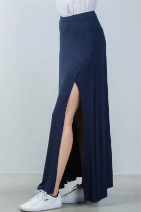 Navy Side Slit Long Skirt /3-2-1