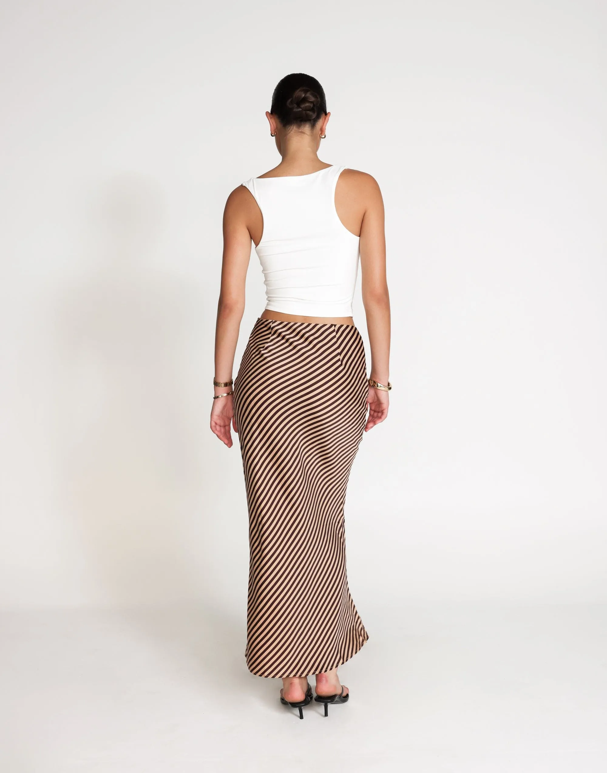 Nigella Maxi Skirt (Caramel Pinstripe)