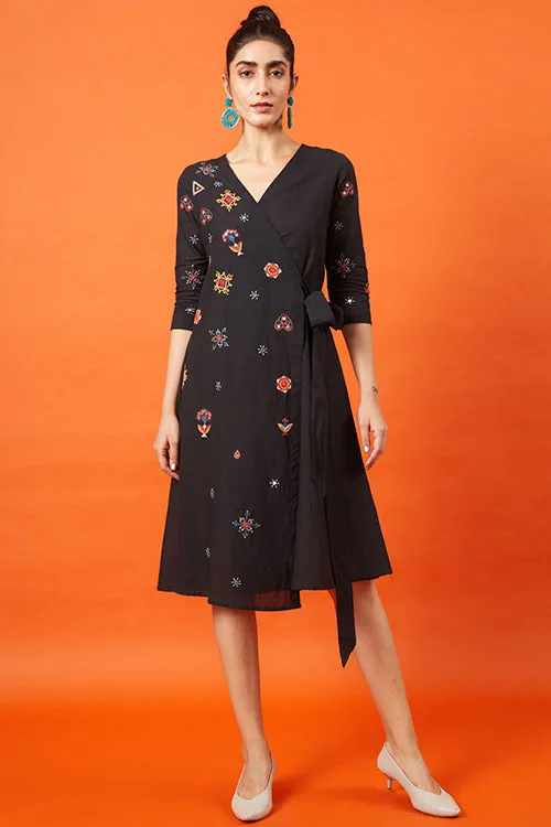 Okhai 'Empress' Kutch Embroidered Wrap Dress