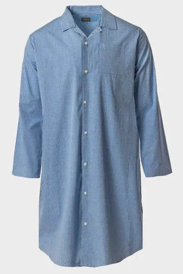 Oliver long sleeve cotton back-opening nightshirt