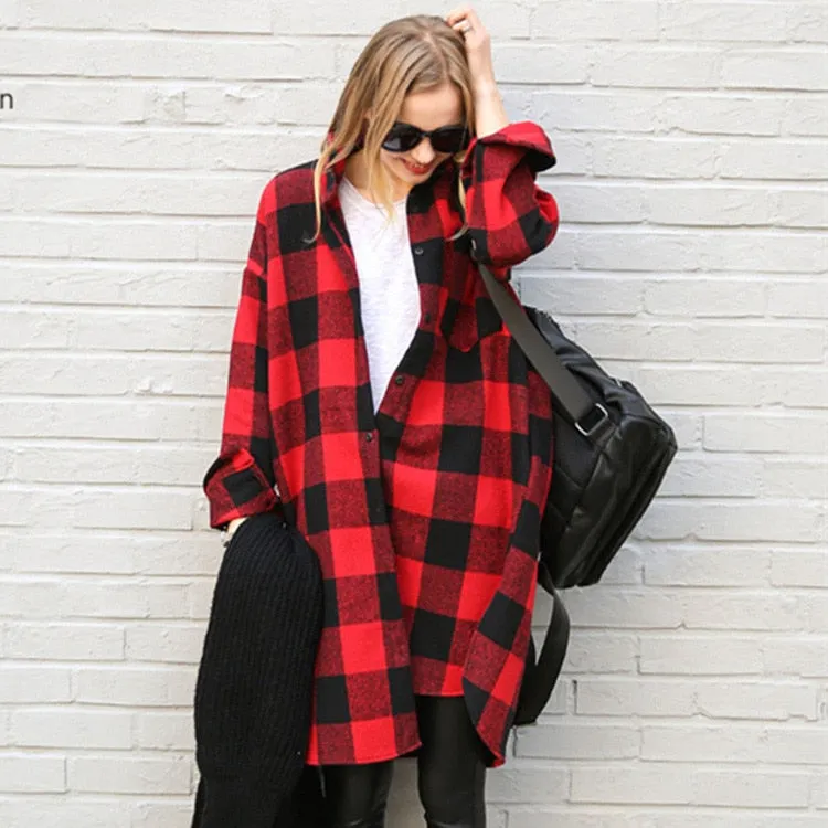 One Size Vintage Plaid Over Coat Plus Size Women