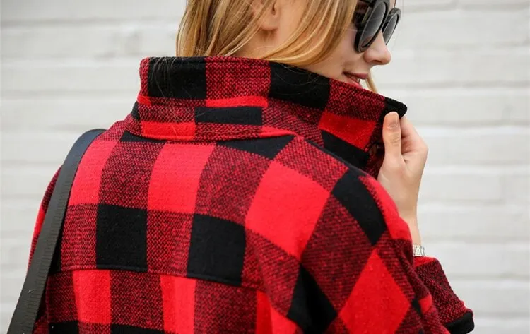 One Size Vintage Plaid Over Coat Plus Size Women