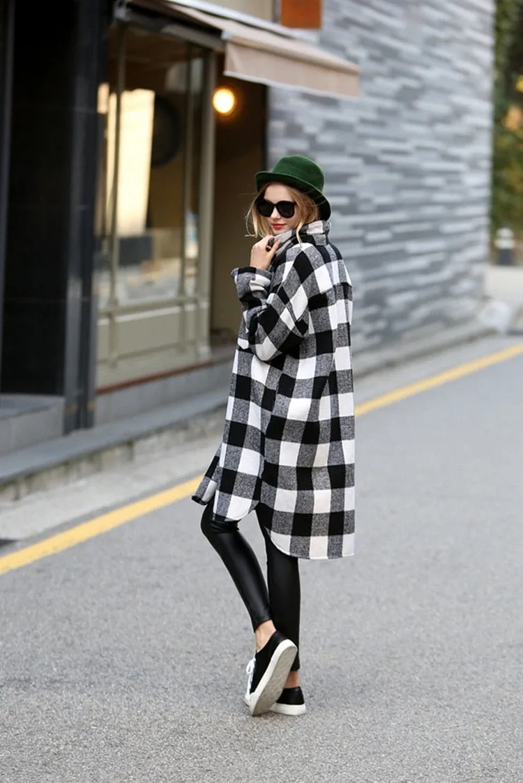 One Size Vintage Plaid Over Coat Plus Size Women