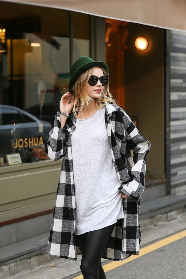 One Size Vintage Plaid Over Coat Plus Size Women