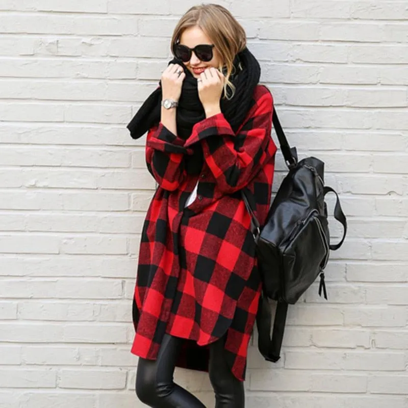 One Size Vintage Plaid Over Coat Plus Size Women