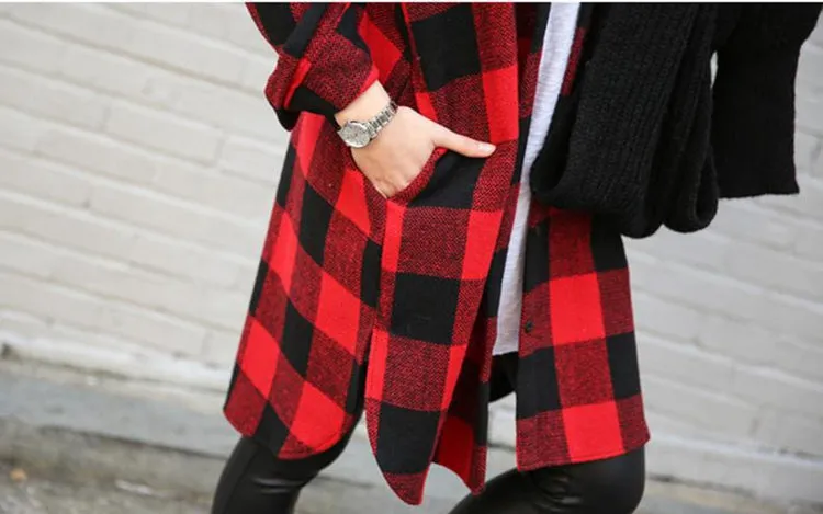 One Size Vintage Plaid Over Coat Plus Size Women