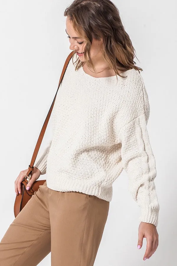 Open Knit Sweater Top In Cream