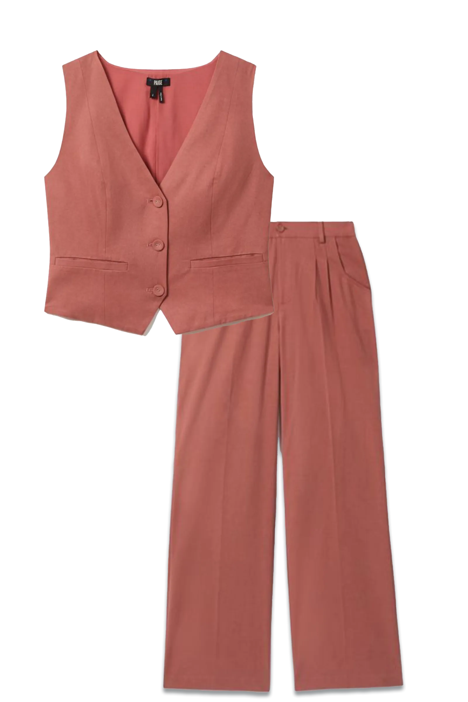 Paige Dusk Pink Tailored Single Breasted Waistcoat and Merano Paige Tailored Wide Leg Trousers