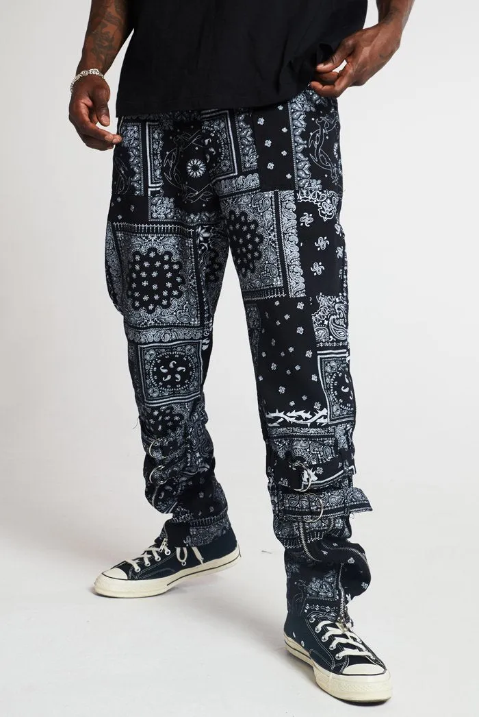 Paisley Bandana Punk Buckle Trousers