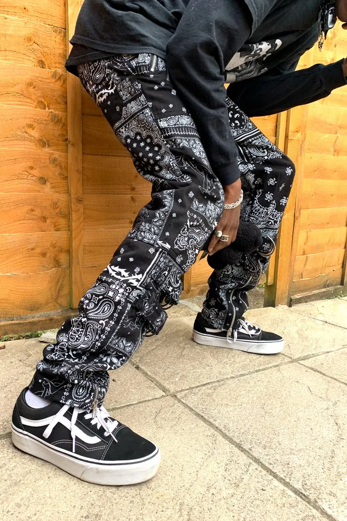 Paisley Bandana Punk Buckle Trousers