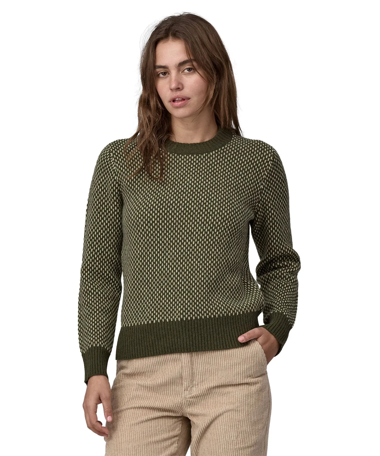 Patagonia Women's Recycled Wool-Blend Crewneck Sweater - Needle Green