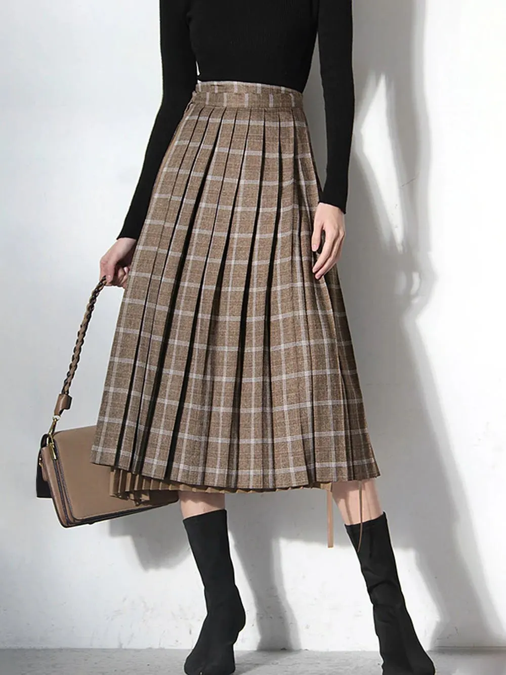 Plaid Pleated Skirt