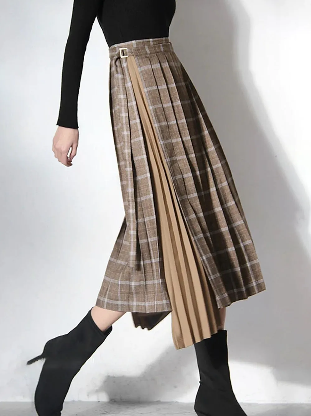 Plaid Pleated Skirt