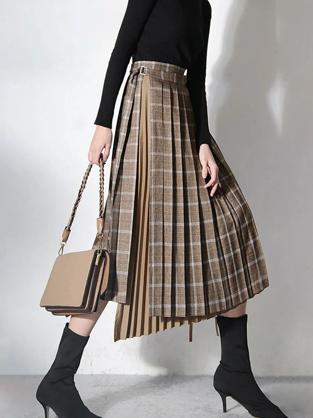 Plaid Pleated Skirt