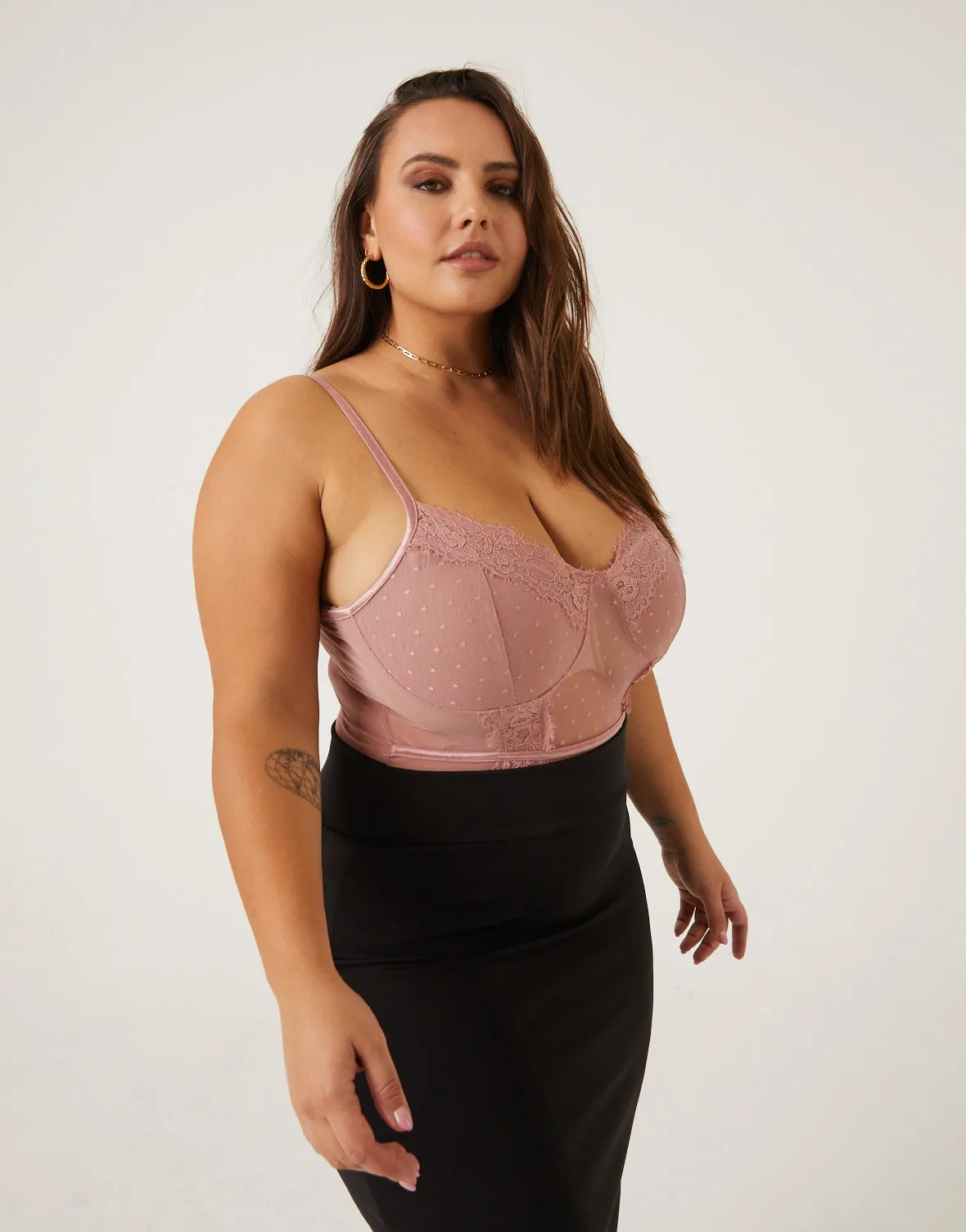 Plus Size Sheer Lace Bodysuit