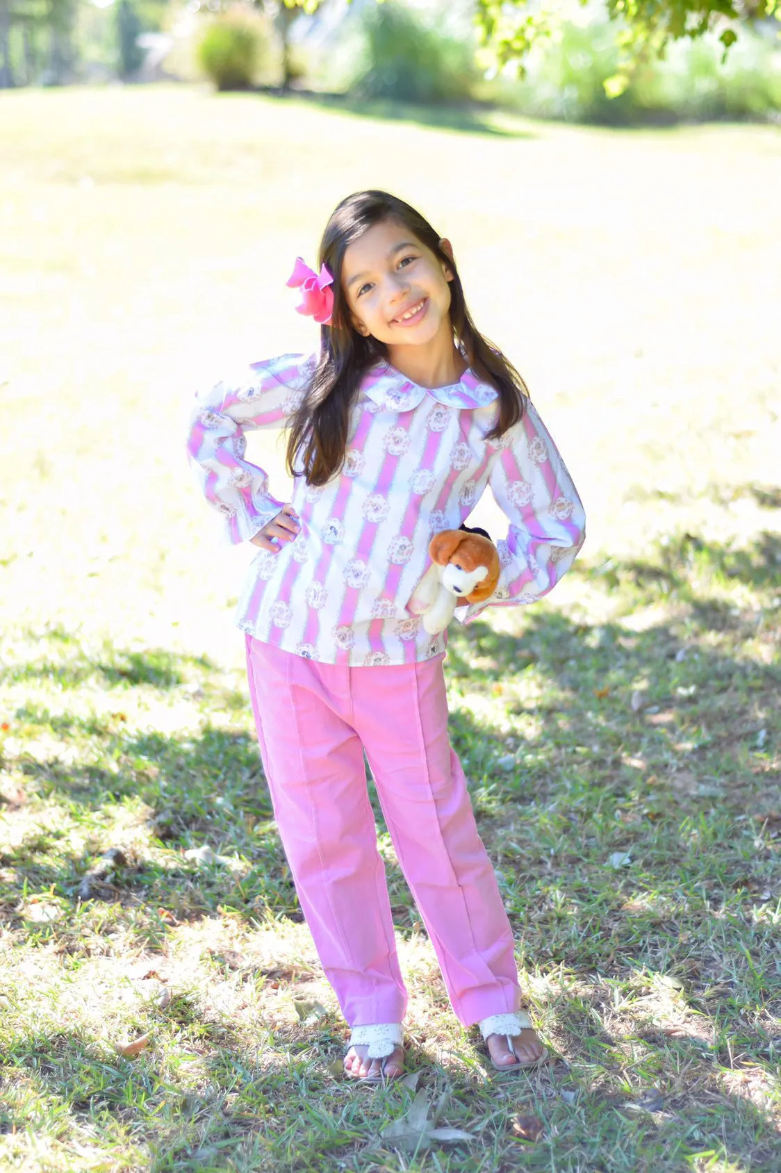 Poppy Pants in Pink Stretch Corduroy