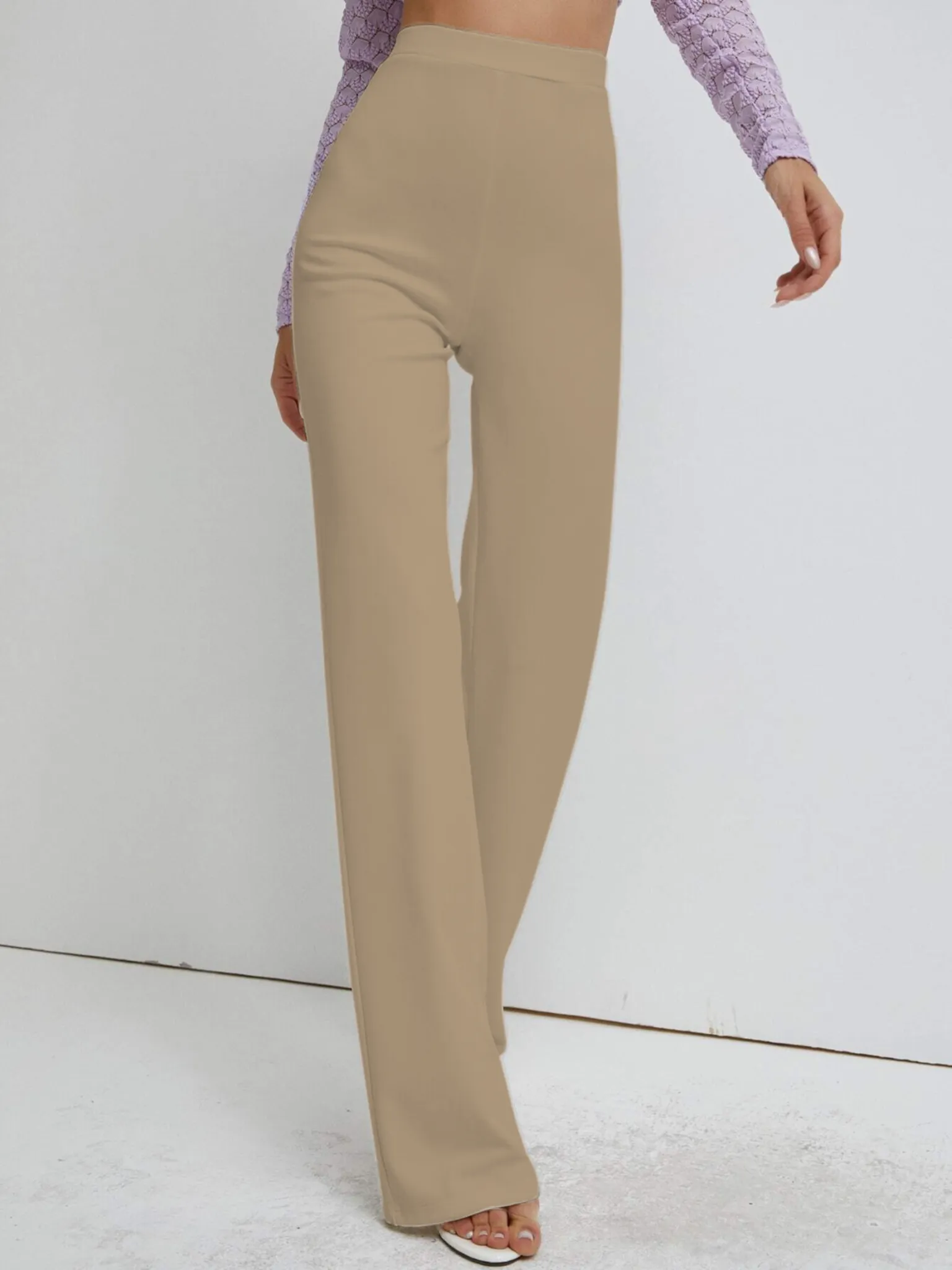 Premium Stretch High Waist Straight Leg Trousers