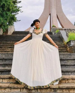 Pretty Sweetheart Neckline Habesha Dress: for Any Events Big and Small Traditional Ethiopian Dress